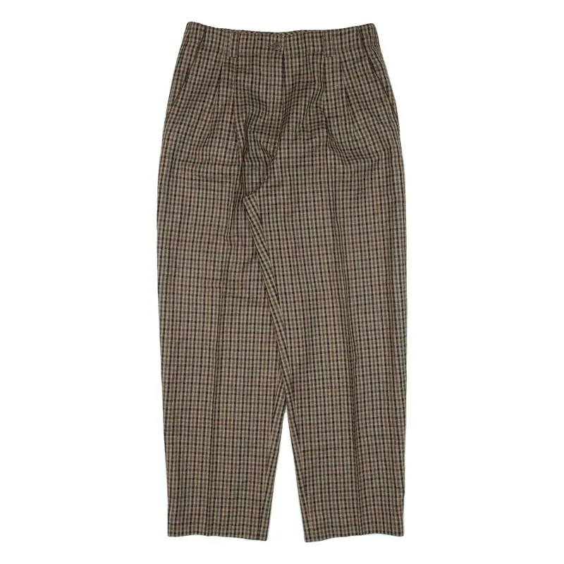 BRAX Pleated Check Womens Trousers Green Relaxed Tapered Wool W30 L27