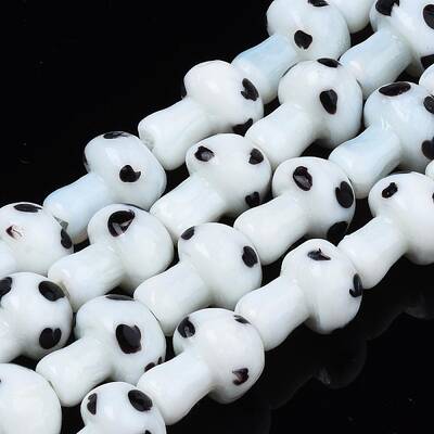 Mushroom Handmade Lampwork Beads Strands