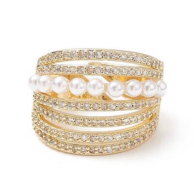 Adjustable Brass Micro Pave Clear Cubic Zirconia Cuff Rings