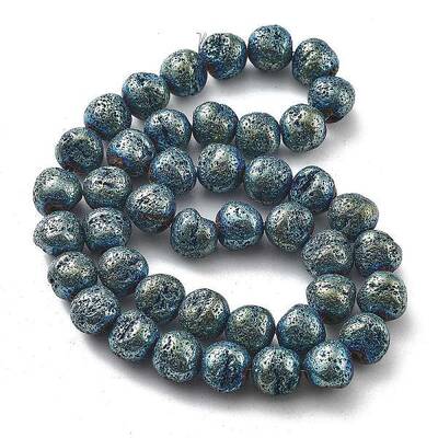 Electroplated Natural Lava Rock Beads Strands