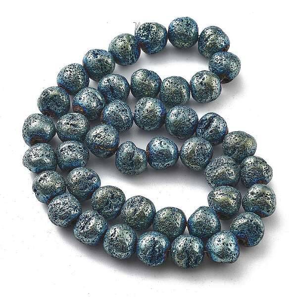 Electroplated Natural Lava Rock Beads Strands