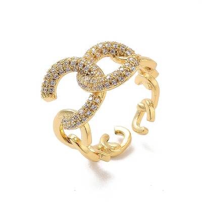 Brass Micro Pave Cubic Zirconia Open Cuff Rings