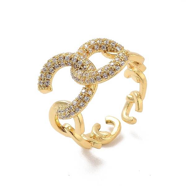 Brass Micro Pave Cubic Zirconia Open Cuff Rings