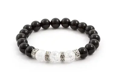 Beneto MINK51/17 Onyx and Crystal Bead Bracelet