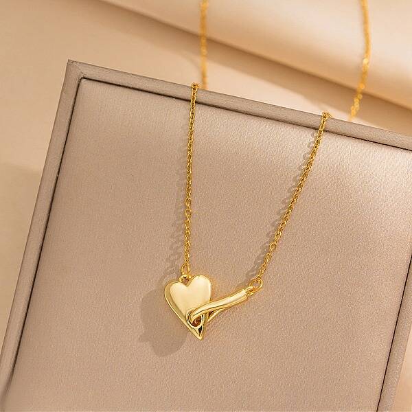 Heart 304 Stainless Steel Pendant Necklaces for Women