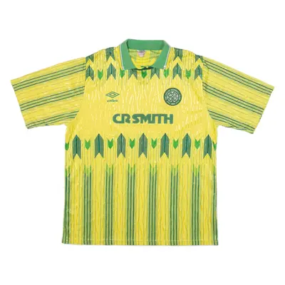 UMBRO Celtic Mens Football Shirt Jersey Yellow 90s Collared L