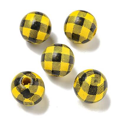 Printed Wood European Beads