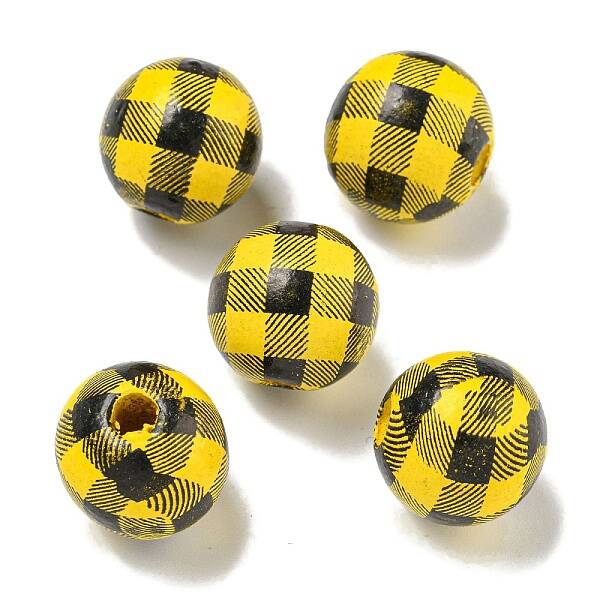 Printed Wood European Beads