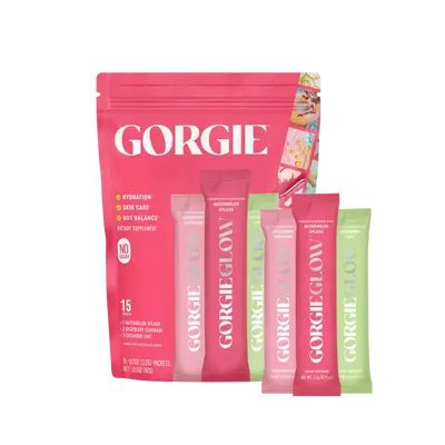 GORGIE Glow Variety Pack 15 Sticks, Electrolyte Powder Healthy Drink Mix, w/Hyaluronic Acid, Aquamin, Vitamin C & D, Probioti...