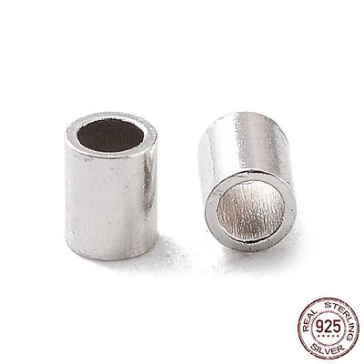 Anti-Tarnish Rhodium Plated 925 Sterling Silver Spacer Tube Beads