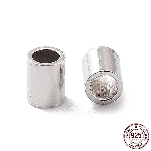 Anti-Tarnish Rhodium Plated 925 Sterling Silver Spacer Tube Beads