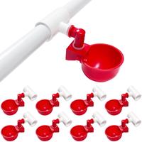 Chicken Water Cups for PVC with Tee (8 Pack), Automatic Chicken Waterer Kit for Poultry, DIY PVC Water Feeder for Chicken/Duc...
