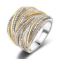 Mytys 2 Tone Intertwined Crossover Statement Ring Fashion Chunky Band Rings Perfect for Women Jewelry Gift Springtok