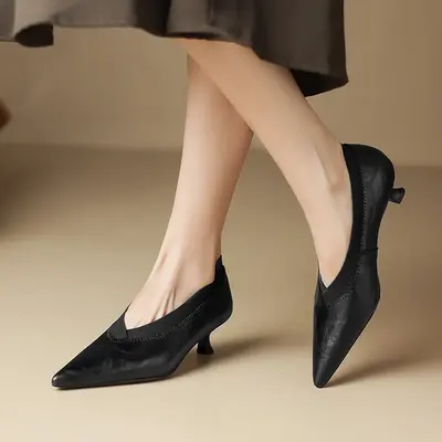 CHIKO Victoria Pointy Toe Kitten Heels Pumps Shoes