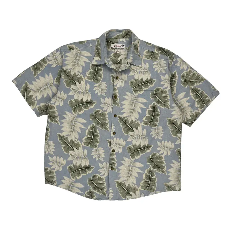 Summa Hawaiian Shirt - XL Blue Silk Blend