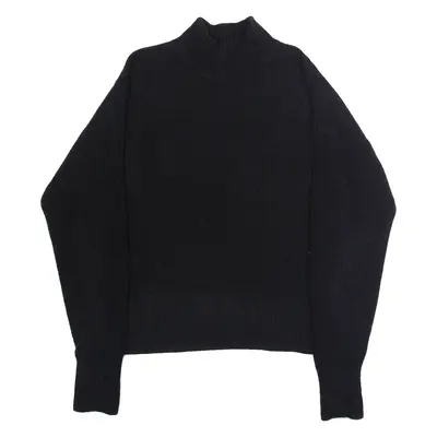 JACK WILLS Womens Jumper Black High Neck Tight Knit Wool UK 10
