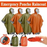 Emergency Rain Poncho with Whistle & Storage Bag, 1 Count Thermal Blanket Poncho, Weather Proof Outdoor Survival Camping Gear...