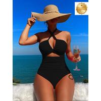 Women High Waisted Bikini Sets Tummy Control Swimsuits Block Two Piece Drawstring Bathing Suit
