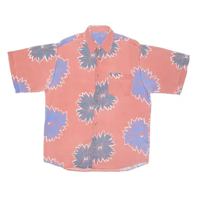 Mens Hawaiian Shirt Red Floral L