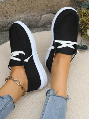 Fashionable Plain Color Round Toe Slip-on Boat Shoes for Training, Casual Comfortable Versatile Boat Shoes for Women, 2025 Cl...