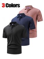 Men's Solid Color Pique Polo Shirt, Regular Fit Casual Breathable Quick Drying Short Sleeve Top for Summer, Men's Clothes for...