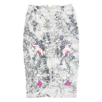 IORANE Womens Pencil Skirt Black Knee Length Denim Crazy Pattern M