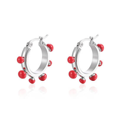 Stainless Steel with Pearl Hoop Earrings for Women