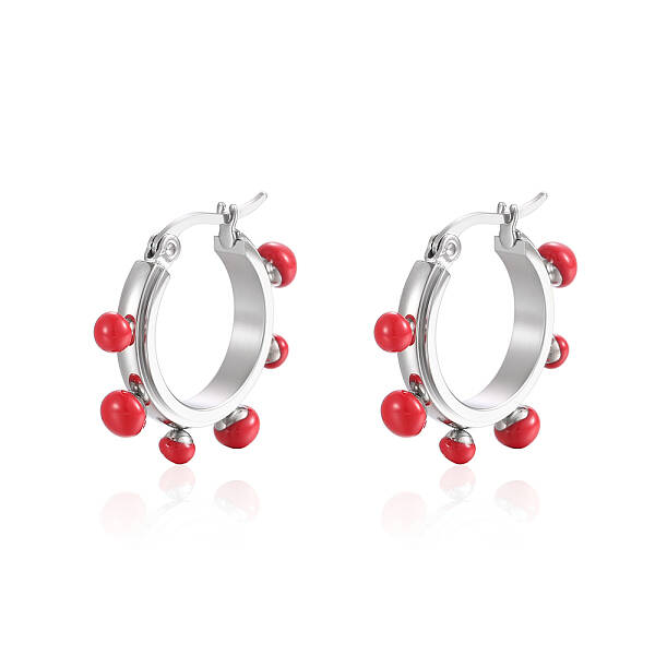 Stainless Steel with Pearl Hoop Earrings for Women