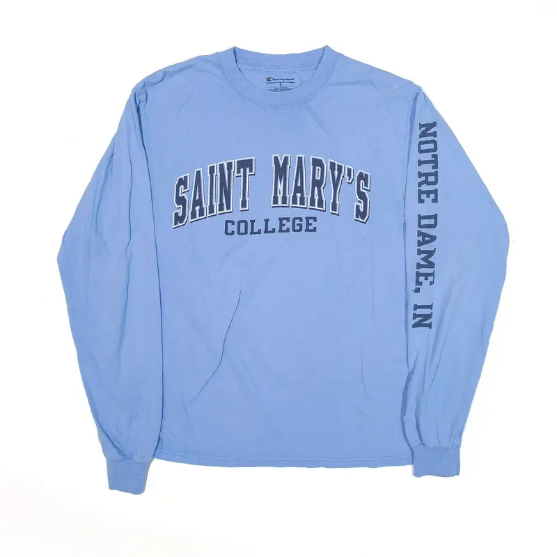 CHAMPION Saint Mary's College T-Shirt Blue USA Long Sleeve Mens S