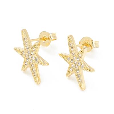 Clear Cubic Zirconia Star Stud Earrings