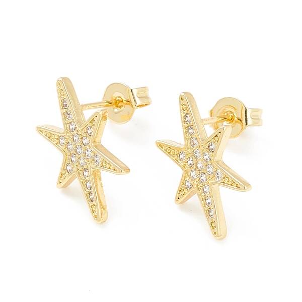 Clear Cubic Zirconia Star Stud Earrings