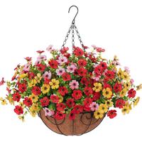 Artificial Eucalyptus Violet Hanging Basket, 1 Box Colorful Faux Flower Artificial Hanging Baskets, Decorative Flower for Out...