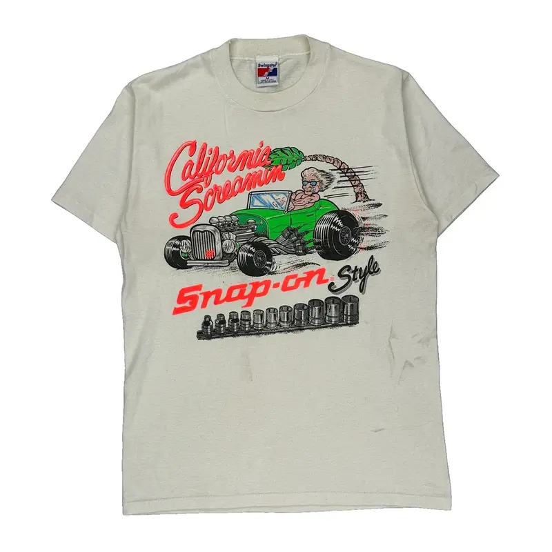 California Screamin Swingster Graphic T-Shirt - Medium Cream Cotton Blend