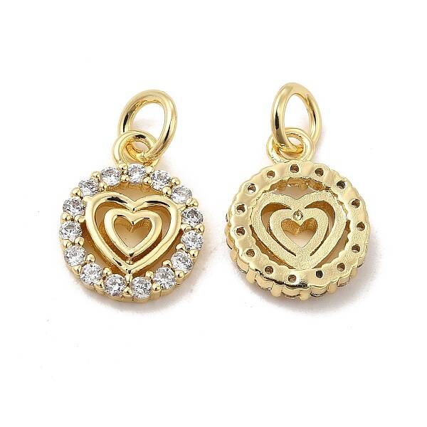 Brass Micro Pave Clear Cubic Zirconia Charms