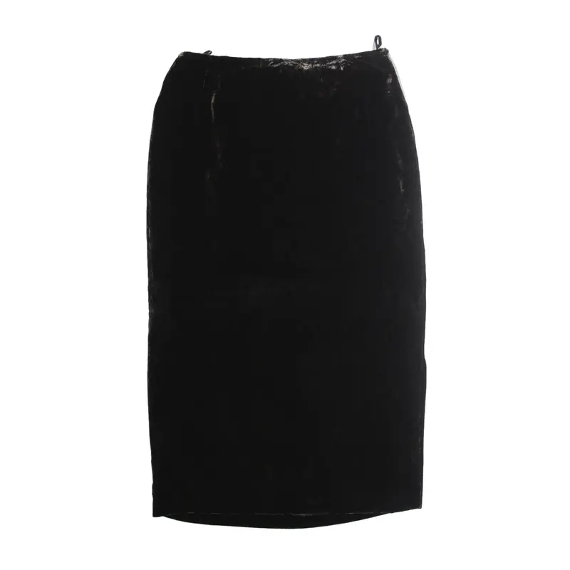 LUISA SPAGNOLI Victorian Pattern Midi Straight Skirt Brown 90s Velvet Womens UK 14