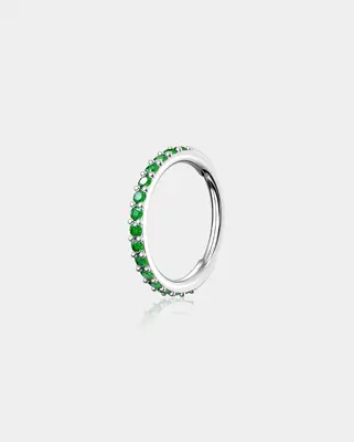 20G Pink CZ Hinged Segment Nose Ring - Green CZ / 9mm