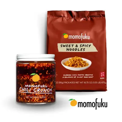 Momofuku Best Selling Duo - Sweet & Spicy Instant Ramen and Chili Crunch Food Noodle Korean Flavor