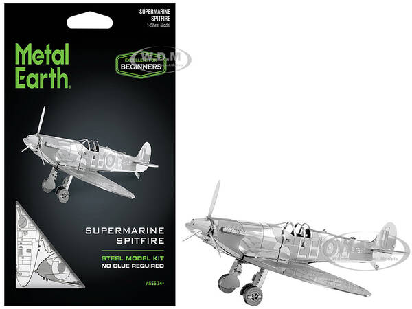 Model Kit Supermarine Spitfire Fighter Aircraft Royal Air Force (Easy Difficulty) Steel Model by Metal Earth