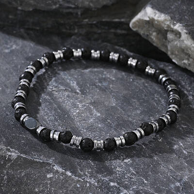 Bohemian Style Natural Lava Rock Beads Stretch Beads for Women Men