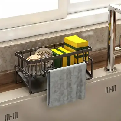 Kitchen Sink Organizer, Space Saving Sponge Soap Brush Cloth Storage Rack, Kitchen Gadgets Sink Storage Rack, Modern Kitchen...