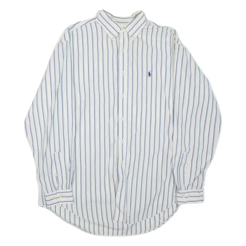 RALPH LAUREN Mens Shirt White Striped Long Sleeve XL