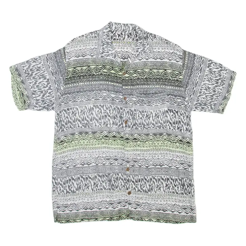 Mens Shirt Grey Viscose Crazy Pattern L