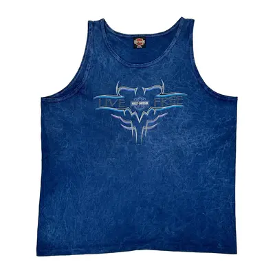 Cajun Harley Davidson Graphic Vest - 3XL Blue Cotton