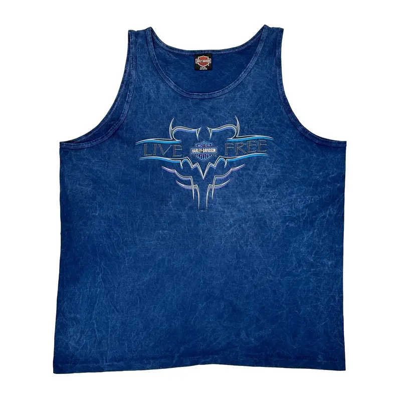 Cajun Harley Davidson Graphic Vest - 3XL Blue Cotton