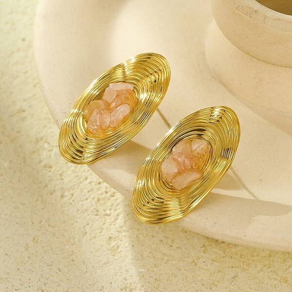 Oval Stainless Steel Stud Earrings