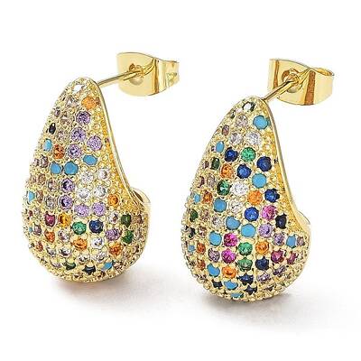 Cubic Zirconia Teardrop Stud Earrings