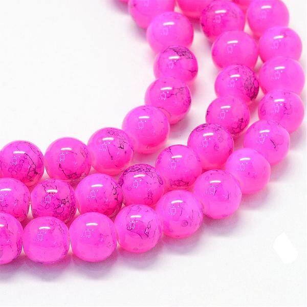 Baking Painted Glass Round Bead Strands