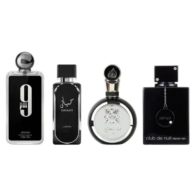 Lattafa | Afnan | Armaf Perfumes | 9 PM + Hayaati + Fakhar + Club de Nuit Black Bundle | 3.4 - 3.6 oz | 4-Pack Bundle | Wild ...
