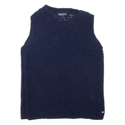 TOMMY HILFIGER Womens Jumper Blue Chunky Knit Sleeveless XS