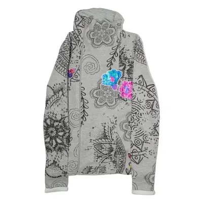 DESIGUAL Womens Track Jacket Grey Floral M
